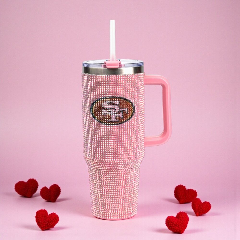 San Francisco 49ers Bling Tumbler Tailgate Rhinestone Valentines Day Gift NEW